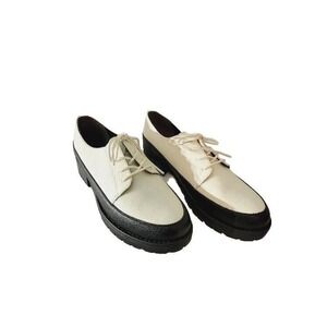 NEW Born in California Lace Up Oxfords Women's Black White Sz‎ 8 Vegan Leather